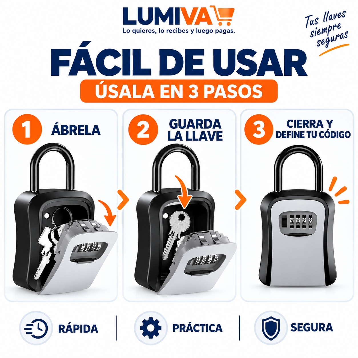 Cómo utilizar la caja de seguridad para llaves con combinación