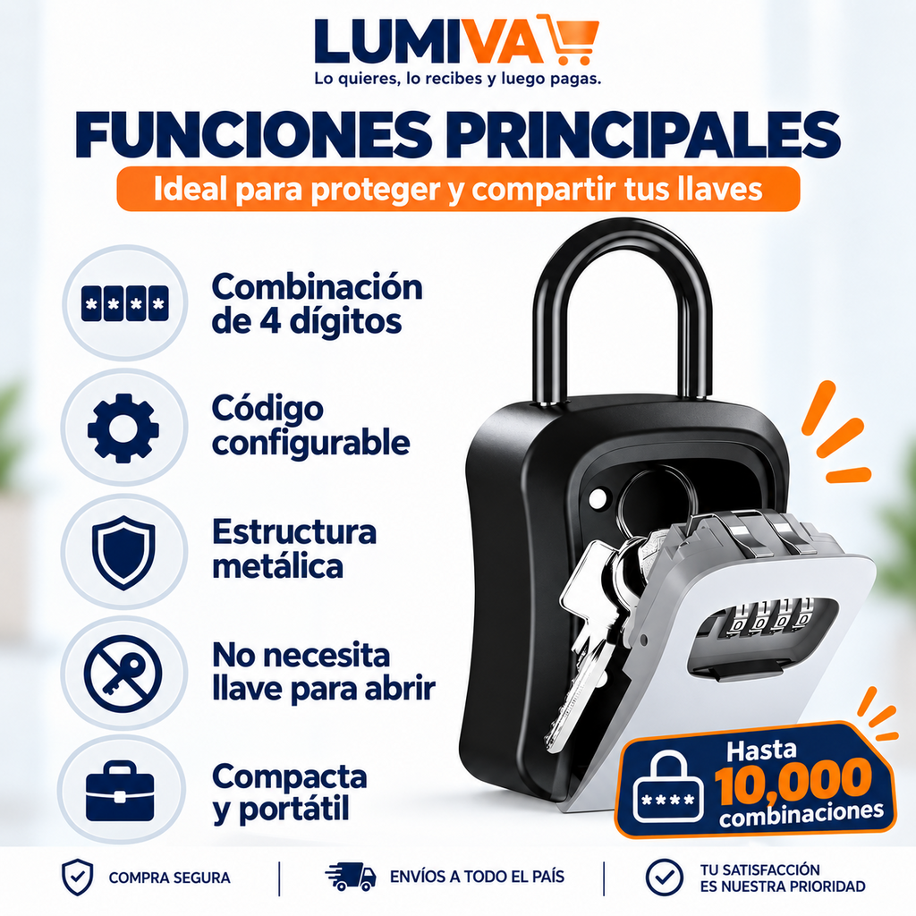Funciones de la caja metálica para llaves con código configurable