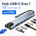 Hub USB-C 8 en 1 con HDMI, RJ45, USB y SD - RD$1,100