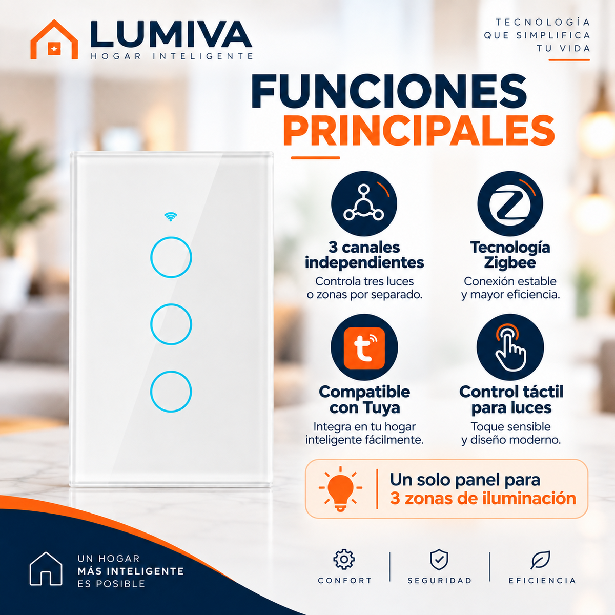 Funciones del interruptor Zigbee de 3 canales compatible con Tuya