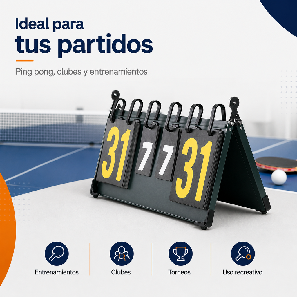 Marcador plegable para entrenamientos, clubes y torneos de ping pong
