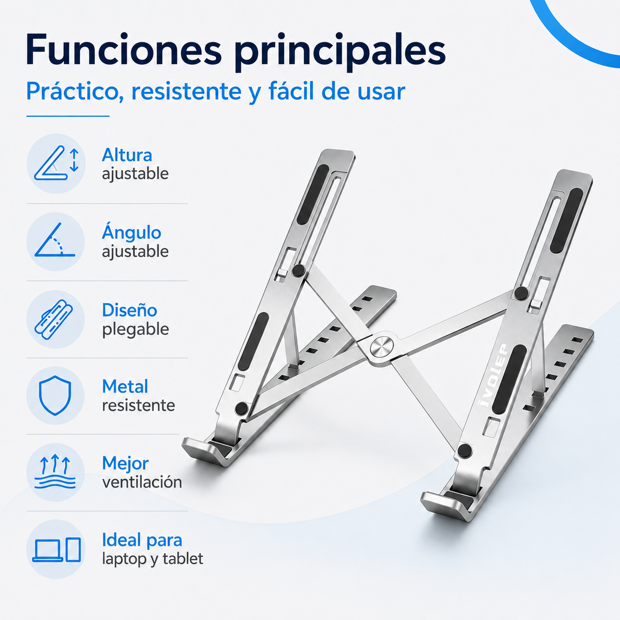 Funciones del soporte plegable de metal para laptop y tablet